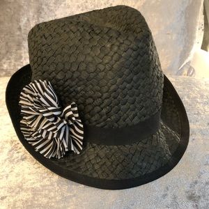 Navy blue flower fedora